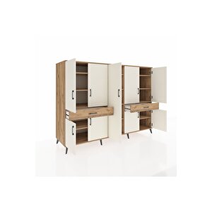 Kronos Dolap 12 Raflı 2 Çekmeceli 8 Kapaklı 220x59x163 Çam-aytaşı/çam