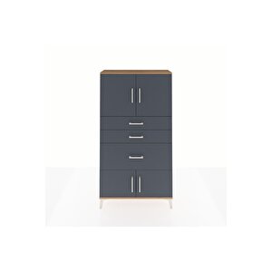 Arges Dolap 2 Raflı 3 Çekmeceli 4 Kapaklı 88x30x163 Çam-antrasit