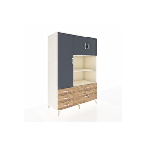 Kronos Dolap 7 Raflı 5 Çekmeceli 3 Kapaklı 132x59x195 Aytaşı-antrasit/çam