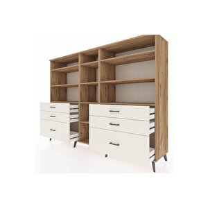 Hyperion Dolap 10 Raflı 6 Çekmeceli  220x44x163 Çam-çam/aytaşı