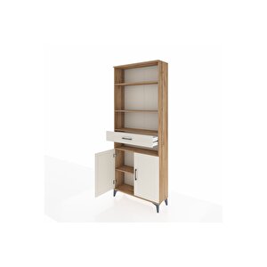 Arges Dolap 5 Raflı Tek Çekmeceli 2 Kapaklı 88x30x221 Çam-aytaşı