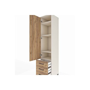 Hyperion Dolap 4 Raflı 3 Çekmeceli Tek Kapaklı 44x44x195 Aytaşı-çam