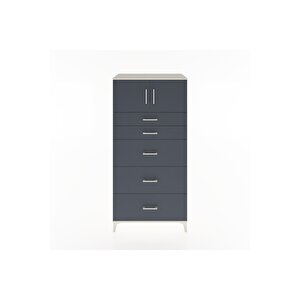 Hyperion Dolap Tek Raflı 5 Çekmeceli 2 Kapaklı 88x44x182 Aytaşı-antrasit