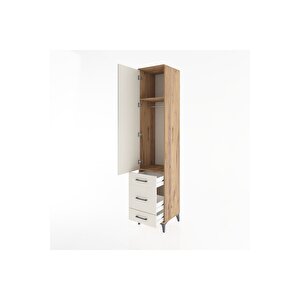Hyperion Dolap 2 Raflı 3 Çekmeceli Tek Askılı 44x44x221 Çam-aytaşı
