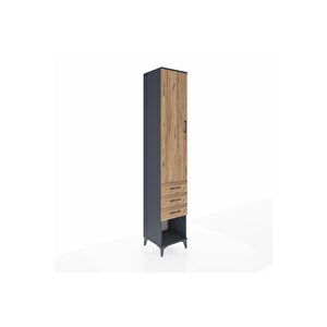 Hyperion Dolap 2 Raflı 3 Çekmeceli Tek Askılı 44x44x243 Antrasit-çam
