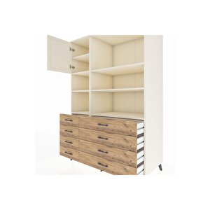 Kronos Dolap 7 Raflı 8 Çekmeceli Tek Kapaklı  132x59x195 Aytaşı-aytaşı/çam