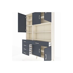 Arges Gardrop 9 Raflı 5 Çekmeceli 5 Kapaklı 132x30x195 Aytaşı-antrasit