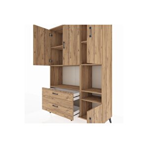 Hyperion Gardrop 7 Raflı 2 Çekmeceli 4 Kapaklı 132x44x195 Çam-çam
