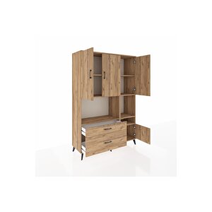 Hyperion Gardrop 7 Raflı 2 Çekmeceli 4 Kapaklı 132x44x195 Çam-çam