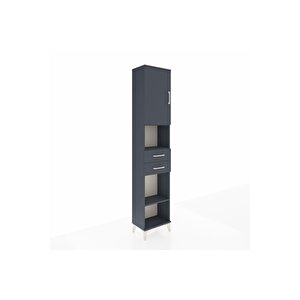 Arges Dolap 4 Raflı 2 Çekmeceli Tek Kapaklı 44x30x221 Antrasit-antrasit