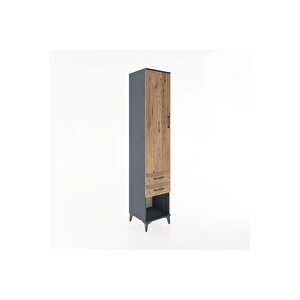 Hyperion Dolap 2 Raflı 2 Çekmeceli Tek Askılı 44x44x221 Antrasit-çam