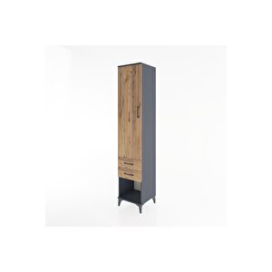 Hyperion Dolap 2 Raflı 2 Çekmeceli Tek Askılı 44x44x221 Antrasit-çam
