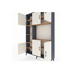 Arges Dolap 9 Raflı 6 Kapaklı 132x30x195 Antrasit-aytaşı/çam