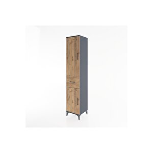 Hyperion Dolap 4 Raflı Tek Çekmeceli 2 Kapaklı 44x44x221 Antrasit-çam