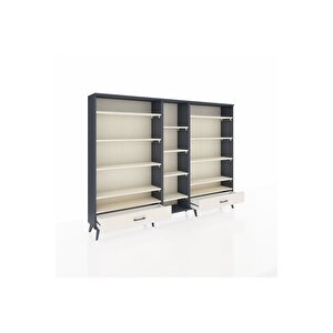 Arges Dolap 14 Raflı 2 Çekmeceli  220x30x163 Antrasit-aytaşı