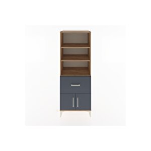 Hyperion Dolap 3 Raflı Tek Çekmeceli 2 Kapaklı 60x44x163 Çam-antrasit