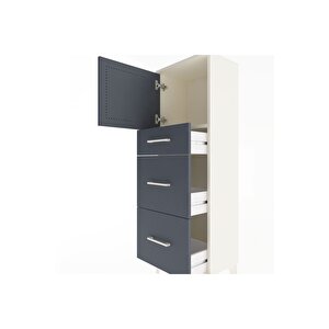 Arges Dolap Tek Raflı 3 Çekmeceli Tek Kapaklı 44x30x134 Aytaşı-antrasit