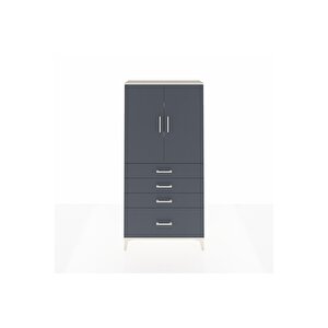 Arges Dolap 3 Raflı 4 Çekmeceli 2 Kapaklı 88x30x182 Aytaşı-antrasit