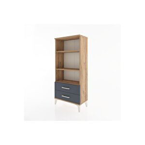 Hyperion Dolap 3 Raflı 2 Çekmeceli 60x44x134 Çam-antrasit