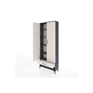 Arges Dolap 5 Raflı Tek Çekmeceli 2 Kapaklı 88x30x221 Antrasit-aytaşı
