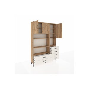 Arges Dolap 9 Raflı 6 Çekmeceli 3 Kapaklı 132x30x195 Çam-çam/aytaşı