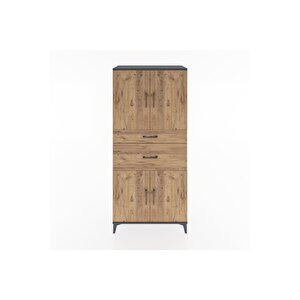 Hyperion Dolap 4 Raflı 2 Çekmeceli 4 Kapaklı 88x44x195 Antrasit-çam