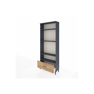 Arges Dolap 4 Raflı Tek Çekmeceli 88x30x221 Antrasit-çam