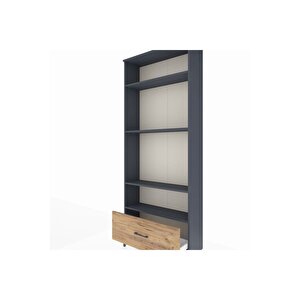 Arges Dolap 4 Raflı Tek Çekmeceli 88x30x221 Antrasit-çam