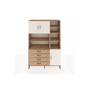 Hyperion Dolap 9 Raflı 4 Çekmeceli 3 Kapaklı 132x44x195 Çam-aytaşı/çam