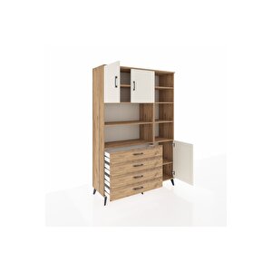Hyperion Dolap 9 Raflı 4 Çekmeceli 3 Kapaklı 132x44x195 Çam-aytaşı/çam