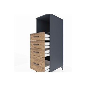 Kronos Dolap Tek Raflı 4 Çekmeceli 44x59x134 Antrasit-çam