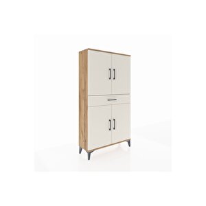 Arges Dolap 3 Raflı Tek Çekmeceli 4 Kapaklı 88x30x163 Çam-aytaşı