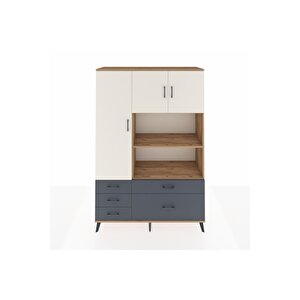 Hyperion Dolap 7 Raflı 5 Çekmeceli 3 Kapaklı 132x44x195 Çam-aytaşı/antrasit