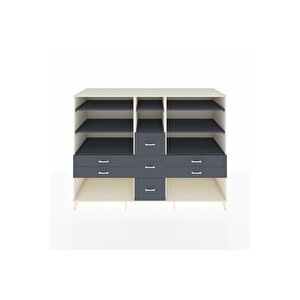 Kronos Dolap 8 Raflı 7 Çekmeceli  220x59x163 Aytaşı-antrasit