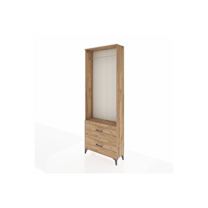 Arges Dolap Tek Raflı 2 Çekmeceli Tek Askılı 88x30x243 Çam-çam