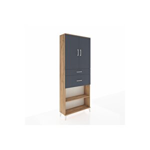 Arges Dolap 4 Raflı 2 Çekmeceli 2 Kapaklı 88x30x221 Çam-antrasit