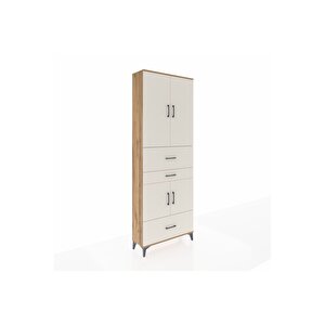 Arges Dolap 4 Raflı 3 Çekmeceli 4 Kapaklı 88x30x243 Çam-aytaşı