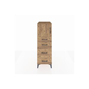 Kronos Dolap Tek Raflı 4 Çekmeceli Tek Kapaklı 44x59x134 Çam-çam