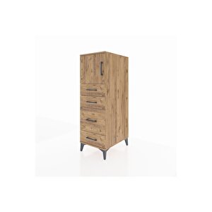Kronos Dolap Tek Raflı 4 Çekmeceli Tek Kapaklı 44x59x134 Çam-çam