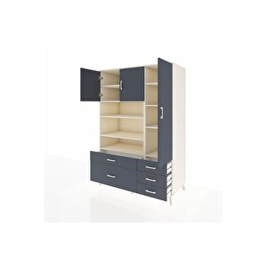 Kronos Dolap 9 Raflı 5 Çekmeceli 3 Kapaklı 132x59x195 Aytaşı-antrasit/antrasit