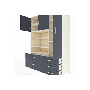 Kronos Dolap 9 Raflı 5 Çekmeceli 3 Kapaklı 132x59x195 Aytaşı-antrasit/antrasit