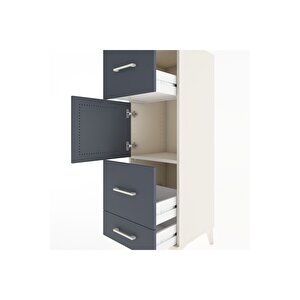 Hyperion Dolap Tek Raflı 3 Çekmeceli Tek Kapaklı 44x44x134 Aytaşı-antrasit