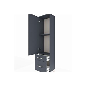 Arges Dolap 2 Raflı 2 Çekmeceli Tek Kapaklı 44x30x182 Antrasit-antrasit
