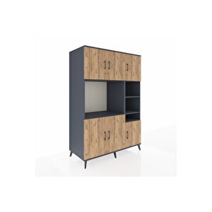 Kronos Dolap 10 Raflı 6 Kapaklı 132x59x195 Antrasit-çam/antrasit