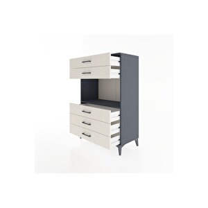 Hyperion Dolap Tek Raflı 5 Çekmeceli 88x44x134 Antrasit-aytaşı