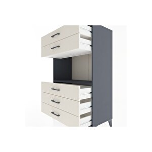 Hyperion Dolap Tek Raflı 5 Çekmeceli 88x44x134 Antrasit-aytaşı