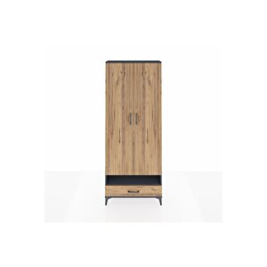 Arges Dolap 6 Raflı Tek Çekmeceli 2 Kapaklı 88x30x221 Antrasit-çam