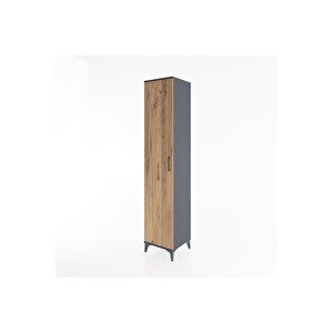 Hyperion Dolap 2 Raflı Tek Kapaklı Tek Askılı 44x44x221 Antrasit-çam