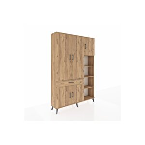 Arges Gardrop 10 Raflı Tek Çekmeceli 5 Kapaklı 132x30x195 Çam-çam