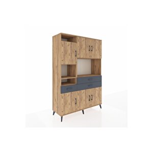 Hyperion Dolap 9 Raflı 3 Çekmeceli 6 Kapaklı 132x44x195 Çam-çam/antrasit